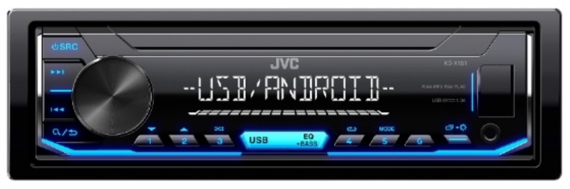 JBL Autoradio JVC KD-X151 con AUX USB nero con led rossi